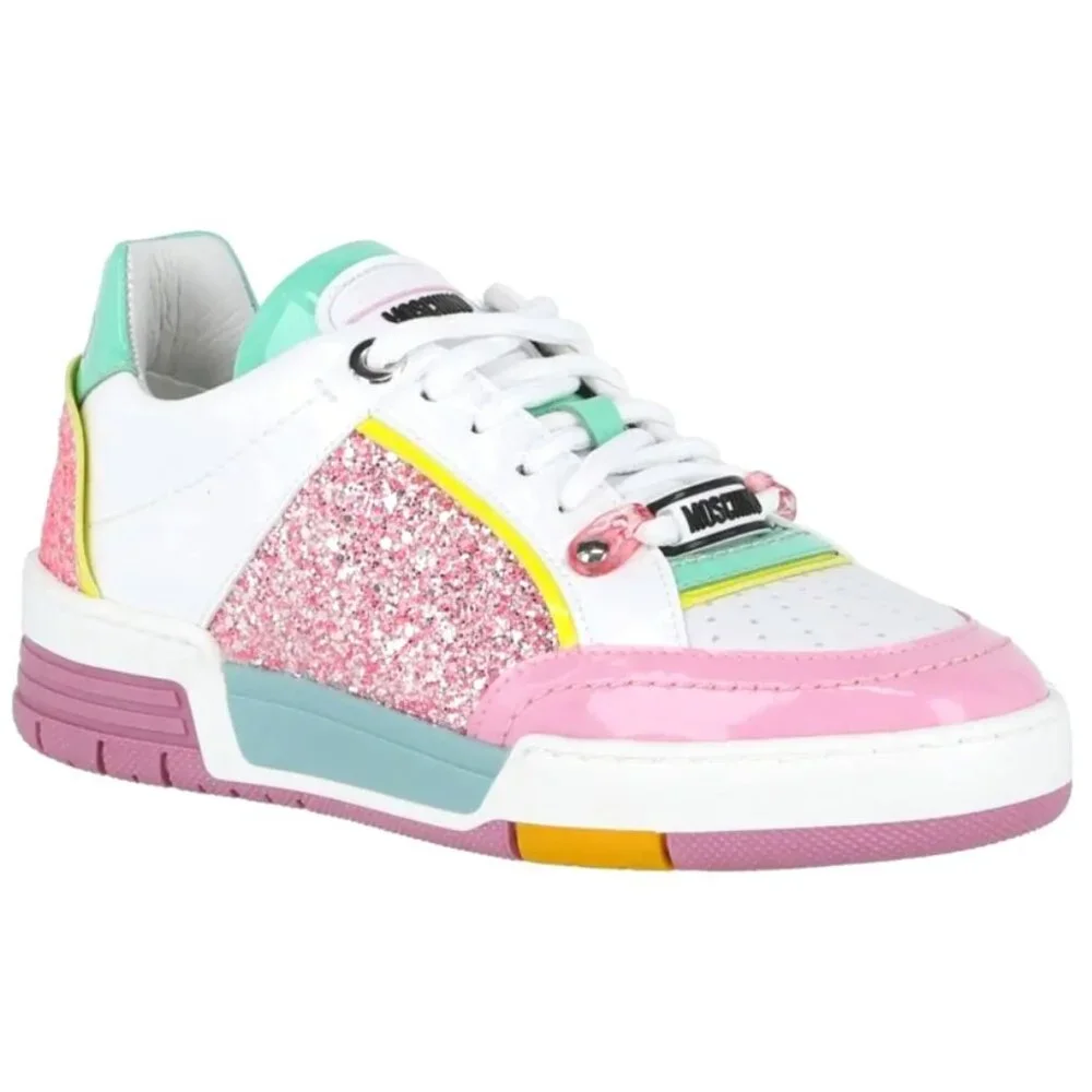 Women's Moschino Pastel / Pink Glitter Low Top Sneakers - Picture 1 of 11